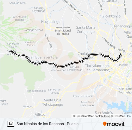 Mapa de RUTA SAN NICOLÁS DE LOS RANCHOS de autobús