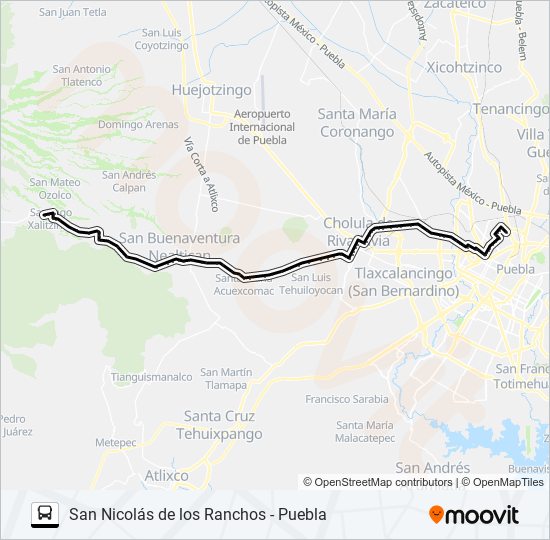 Mapa de RUTA SAN NICOLÁS DE LOS RANCHOS de autobús
