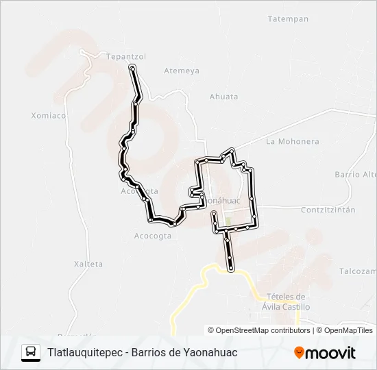 RUTA URBANA Y BARRIOS YAONAHUAC Bus Line Map