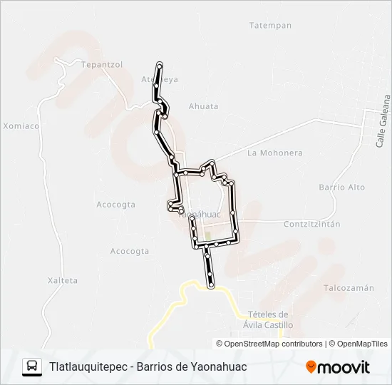 RUTA URBANA Y BARRIOS YAONAHUAC Bus Line Map
