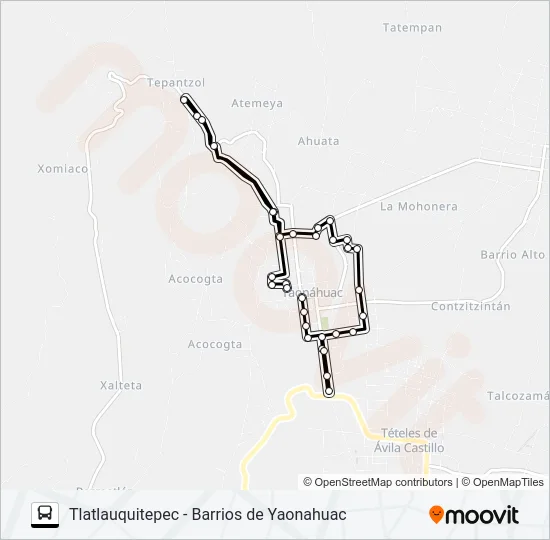RUTA URBANA Y BARRIOS YAONAHUAC Bus Line Map