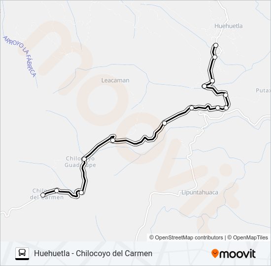 Mapa de RUTA HUEHUETLA de autobús