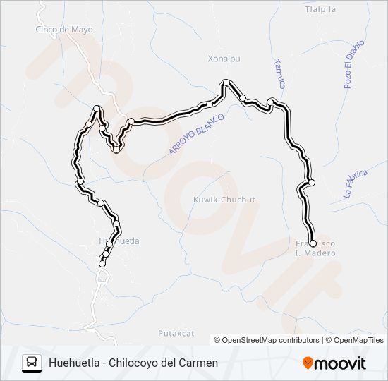 Mapa de RUTA HUEHUETLA de autobús