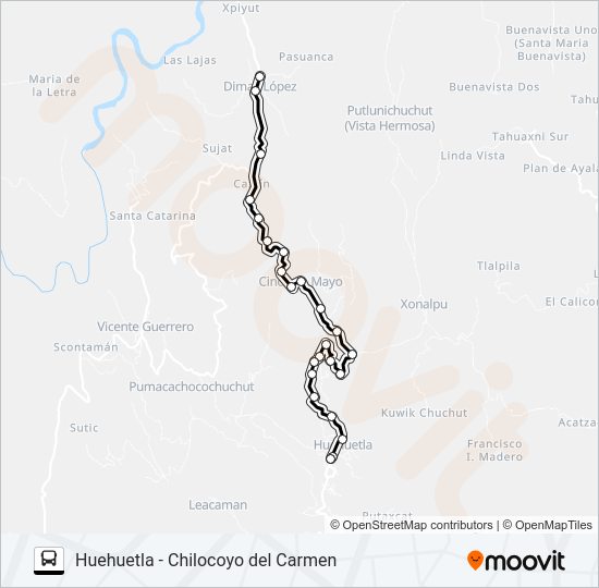 Mapa de RUTA HUEHUETLA de autobús