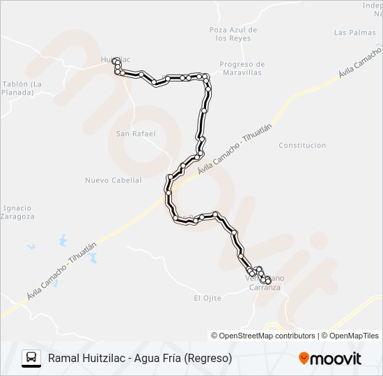 Mapa de RUTA HUITZILAC de autobús