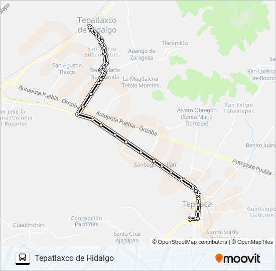 Mapa de RUTA TEPATLAXCO de autobús