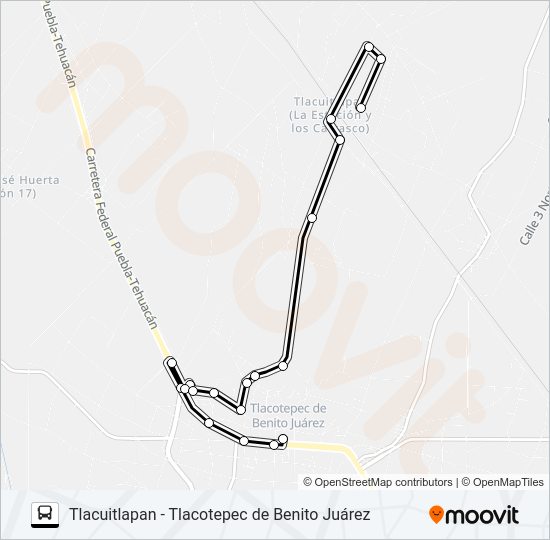 Mapa de RUTA TLACUITLAPAN de autobús