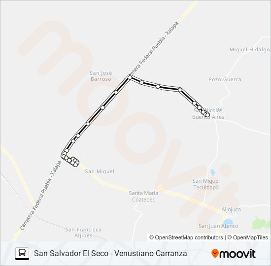 Ruta san salvador el seco horarios, paradas y mapas Ramal San Salvador El Seco Venustiano