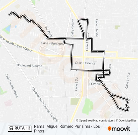 Mapa de RUTA 13 de autobús
