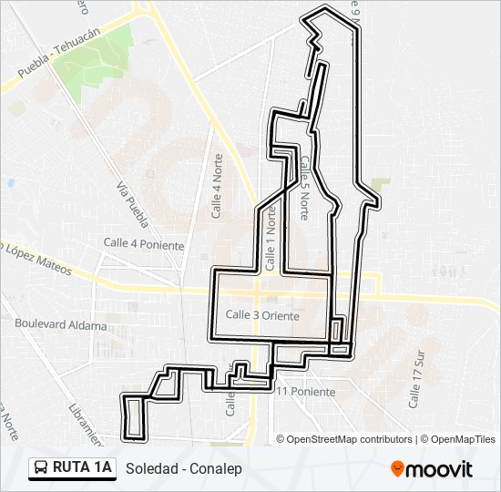 Mapa de RUTA 1A de autobús