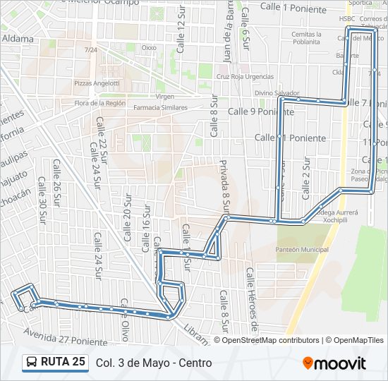 Mapa de RUTA 25 de autobús