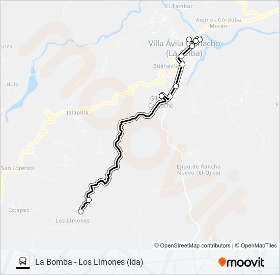 RUTA LA CEIBA bus Line Map