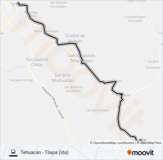 Mapa de RUTA TEHUACÁN de autobús