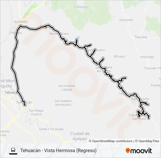 RUTA TEHUACÁN Bus Line Map