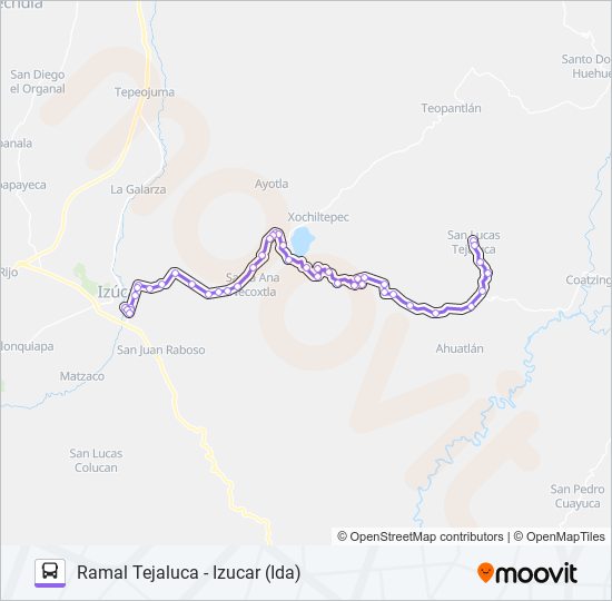 Mapa de RUTA TEJALUCA de autobús