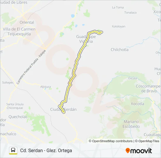 RUTA CD. SERDÁN Bus Line Map