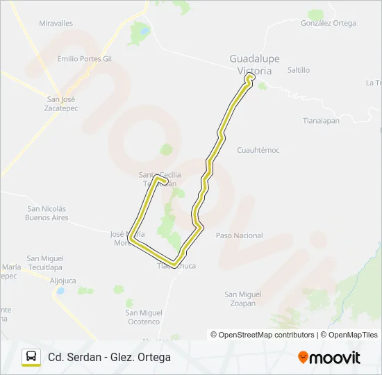 RUTA CD. SERDÁN Bus Line Map