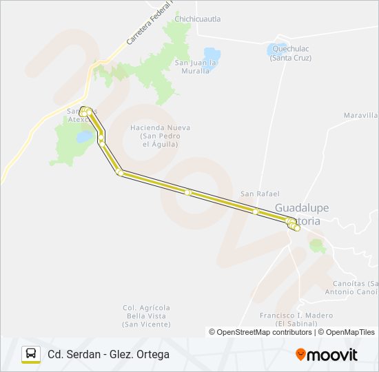 Mapa de RUTA CD. SERDÁN de autobús