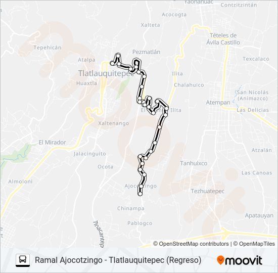 Mapa de RUTA AJOCOTZINGO de autobús