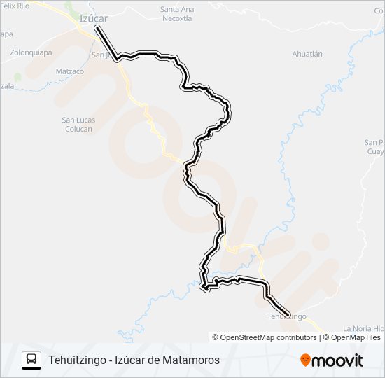 Mapa de RUTA TEHUITZINGO de autobús