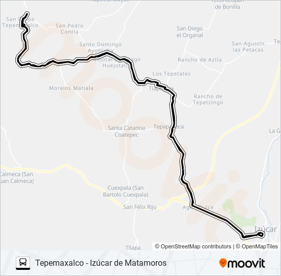 Mapa de RUTA TEPEMAXALCO de autobús