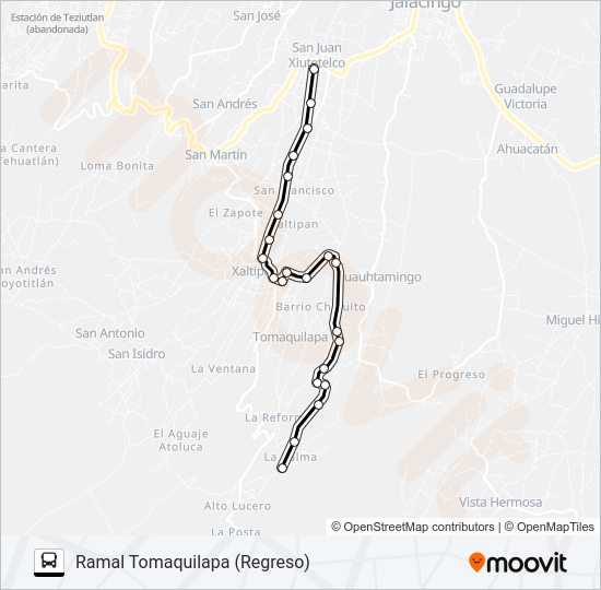 Mapa de RUTA TOMAQUILAPA de autobús