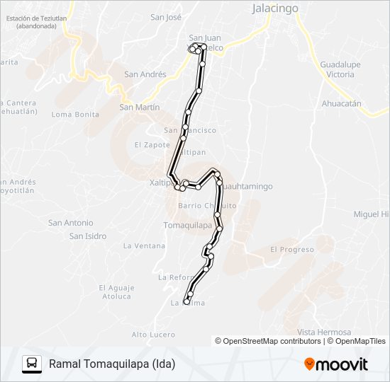 Mapa de RUTA TOMAQUILAPA de autobús