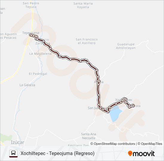 Mapa de RUTA  XOCHILTEPEC de autobús