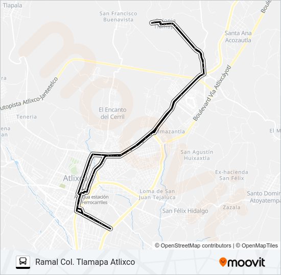 Mapa de RUTA COL. TLAMAPA de autobús