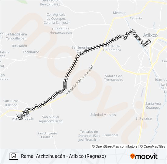 Mapa de RUTA ATZITZIHUACÁN de autobús