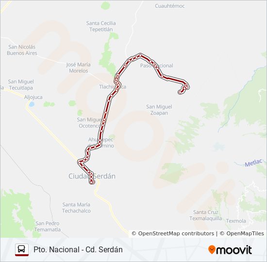 Mapa de RUTA PTO. NACIONAL de autobús