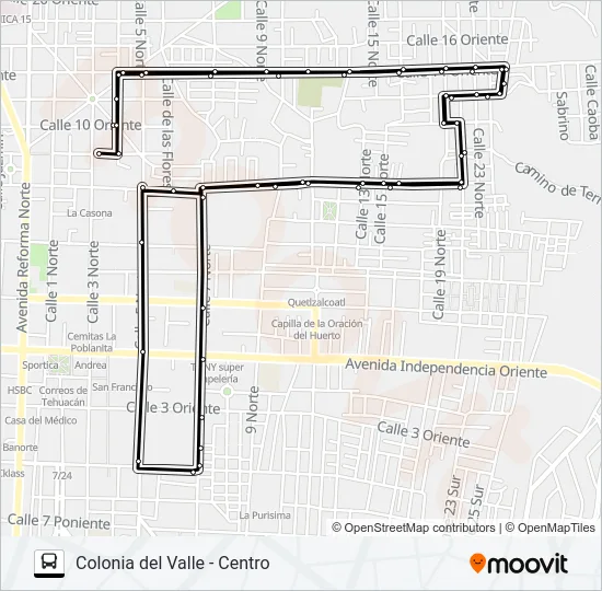 RUTA COL. DEL VALLE Bus Line Map