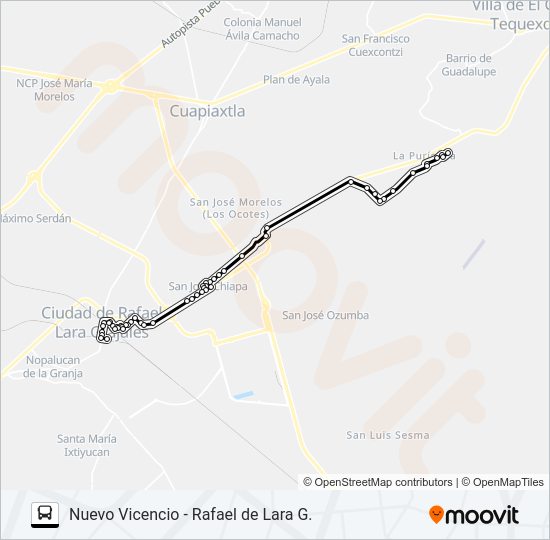 Mapa de RUTA NUEVO VICENCIO de autobús