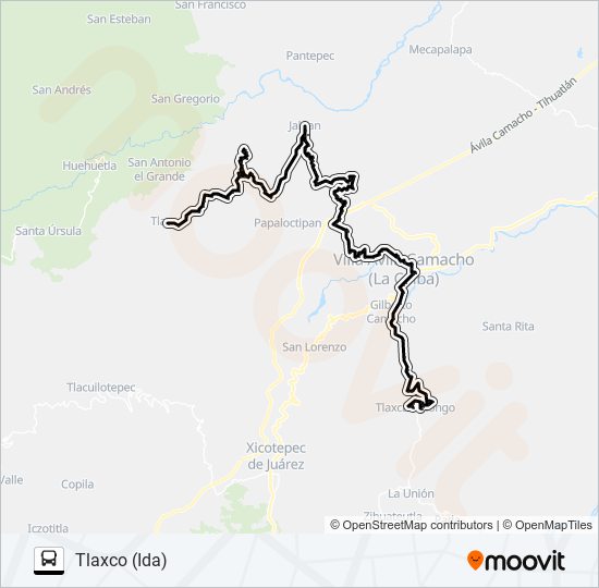 RUTA TLAXCALANTONGO bus Line Map