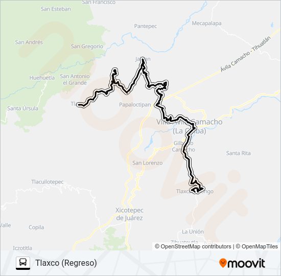 Mapa de RUTA TLAXCALANTONGO de autobús
