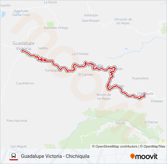 Mapa de RUTA GUADALUPE VICTORIA de autobús