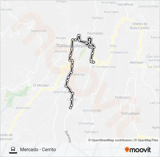 RUTA MERCADO TLATLAUQUITEPEC Bus Line Map