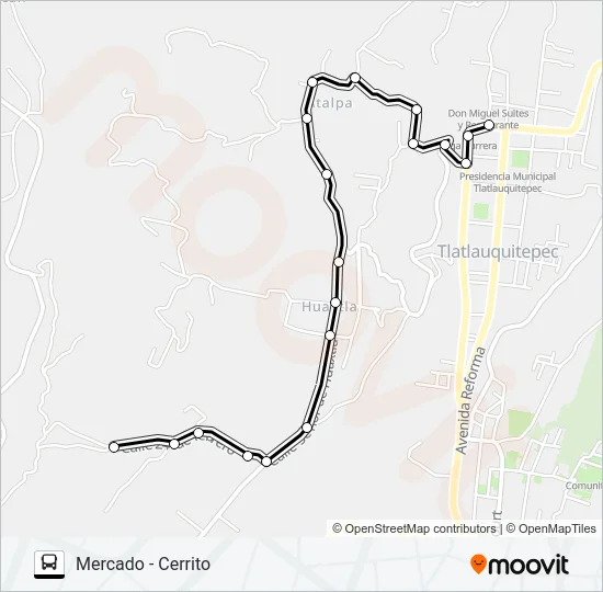 RUTA MERCADO TLATLAUQUITEPEC Bus Line Map