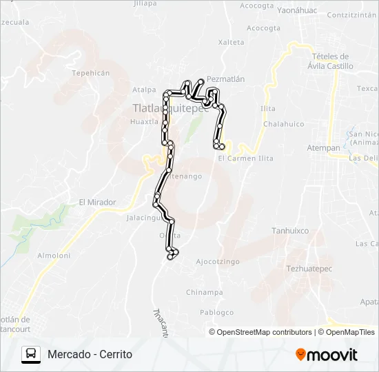 RUTA MERCADO TLATLAUQUITEPEC Bus Line Map