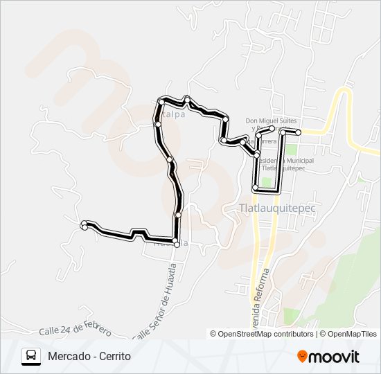 RUTA MERCADO TLATLAUQUITEPEC bus Line Map