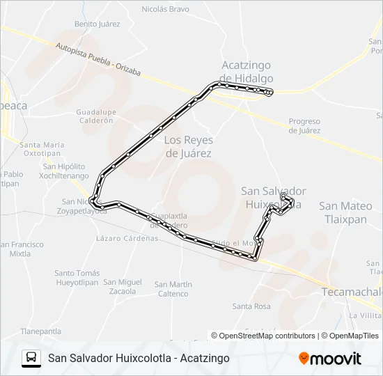 RUTA SAN SALVADOR HUIXCOLOTLA Bus Line Map