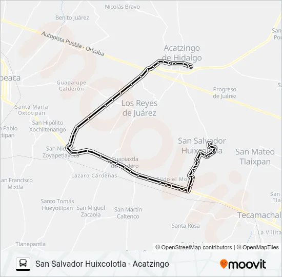 RUTA SAN SALVADOR HUIXCOLOTLA Bus Line Map
