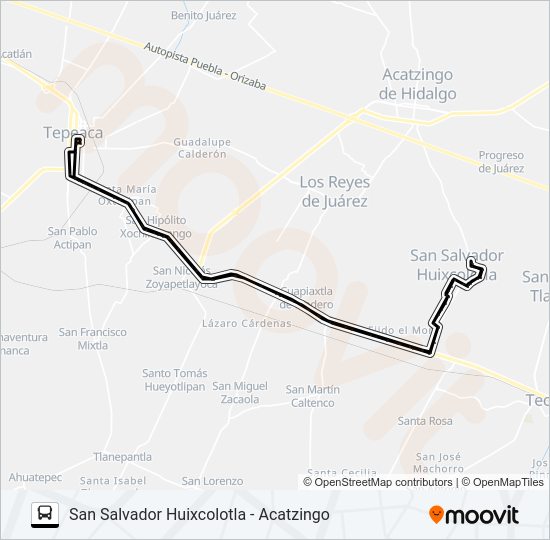 Mapa de RUTA SAN SALVADOR HUIXCOLOTLA de autobús