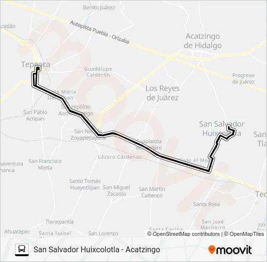 RUTA SAN SALVADOR HUIXCOLOTLA Bus Line Map