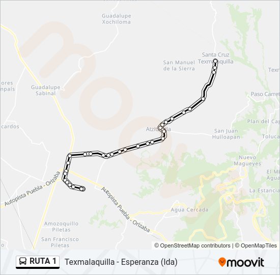Mapa de RUTA 1 de autobús