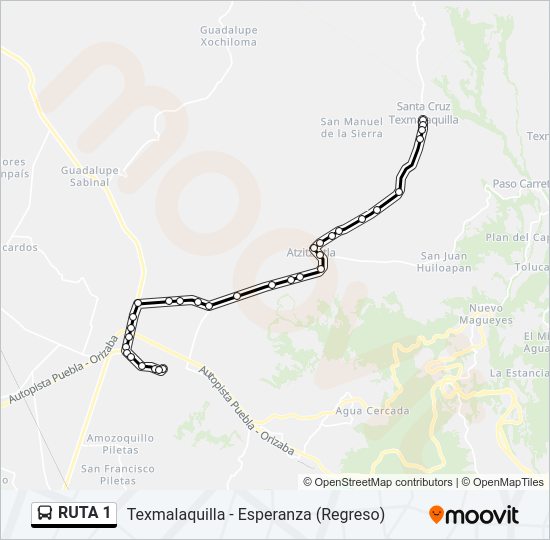 Mapa de RUTA 1 de autobús