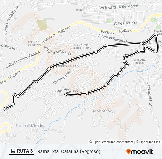 Mapa de RUTA 3 de autobús
