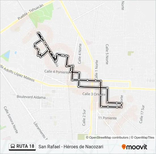 RUTA 18 Bus Line Map