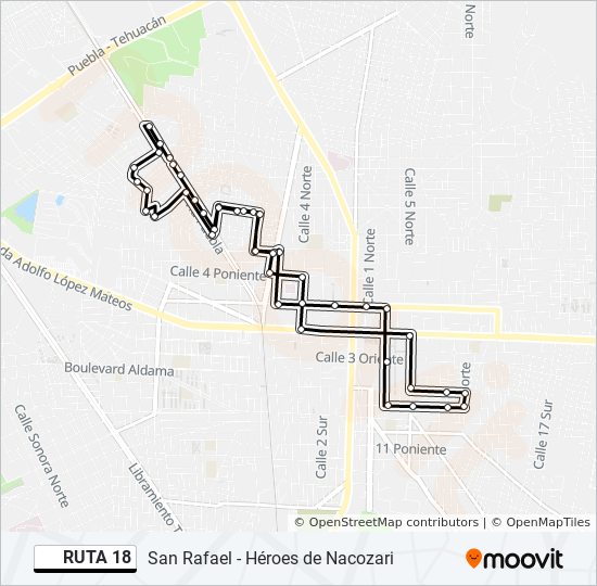 Mapa de RUTA 18 de autobús