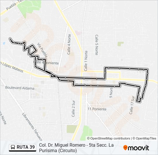 Mapa de RUTA 39 de autobús